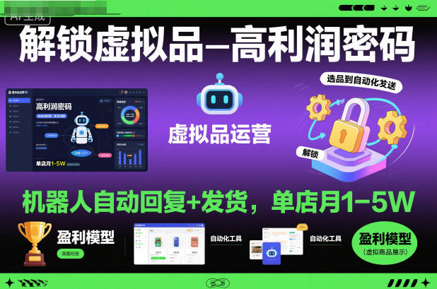 解锁虚拟品高利润密码：机器人自动回复+发货，单店月1-5W【揭秘】-办公驿站