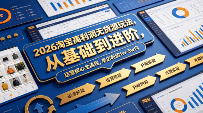 2026淘宝高利润无货源玩法，从基础到进阶，运营核心全流程，单店利润1w-5w内-办公驿站