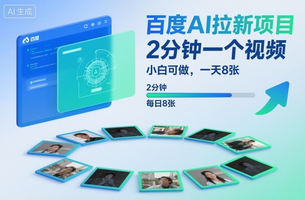 百度AI拉新项目，2分钟一个视频，小白可做，一天8张【附案例+保姆级教程】-办公驿站
