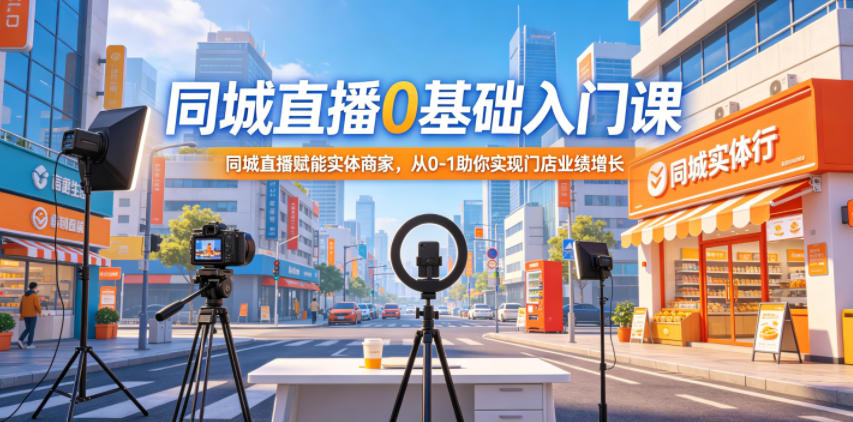 同城直播0基础入门课，同城直播赋能实体商家，从0-1助你实现门店业绩增长-办公驿站
