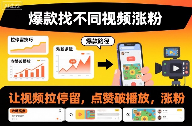 爆款找不同视频涨粉，让视频拉停留，实现点赞，破播放，涨粉-办公驿站