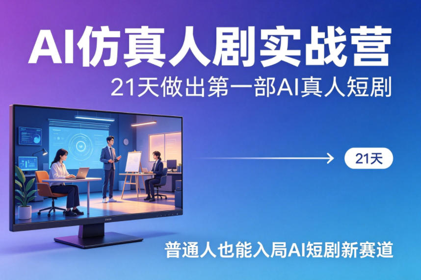AI仿真人剧实战营，21天做出第一部AI真人短剧，普通人也能入局AI短剧新赛道-办公驿站