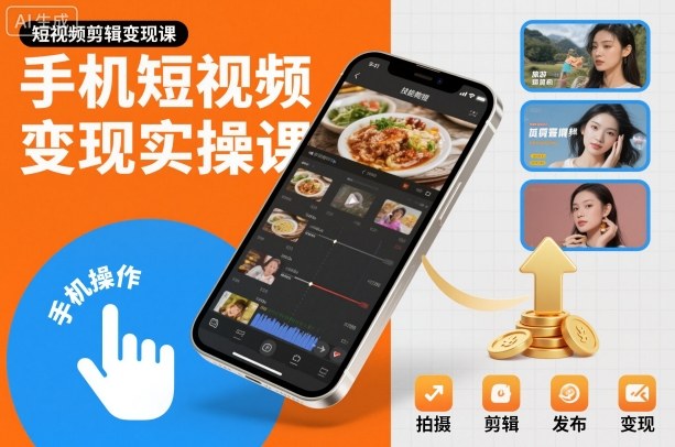 手机短视频变现实操课，短视频剪辑变现课-办公驿站
