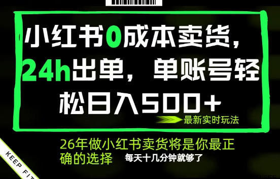 小红书0成本AI卖货，24小时出单，全流程托管，保底日入500+，每天十几分钟就够了【揭秘】-办公驿站