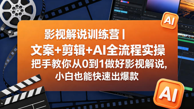 影视解说训练营｜文案+剪辑+AI全流程实操，把手教你从0到1做好影视解说，小白也能快速出爆款-办公驿站