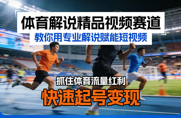 体育解说精品视频赛道，教你用专业解说赋能短视频，抓住体育流量红利，快速起号变现-办公驿站