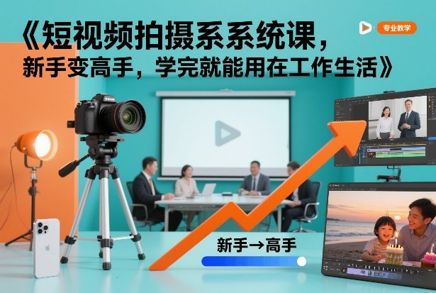 短视频拍摄系统课，新手变高手，学完就能用在工作生活-办公驿站