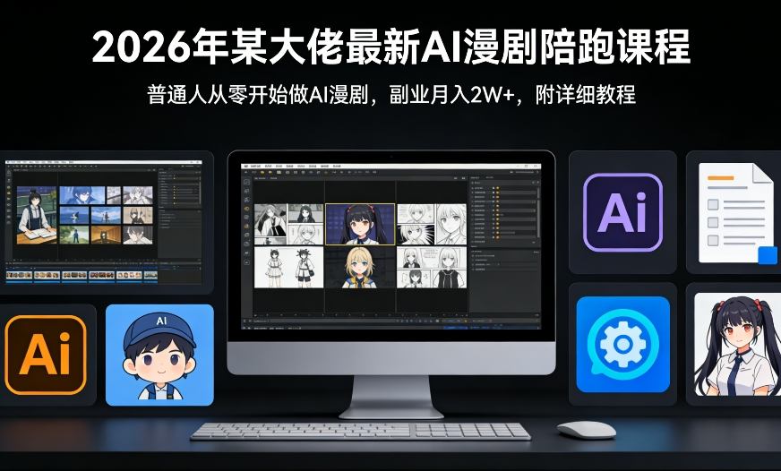 26年某大佬最新Ai漫剧陪跑课程，普通人从零开始做AI漫剧，副业月入2W+-办公驿站
