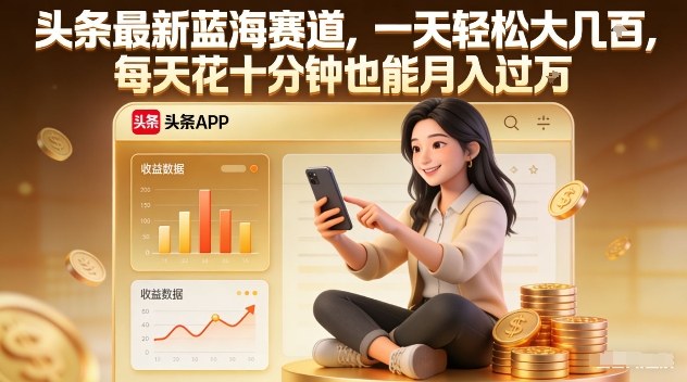 头条最新蓝海赛道，一天轻松大几张，每天花十分钟也能月入过1W【揭秘】-办公驿站
