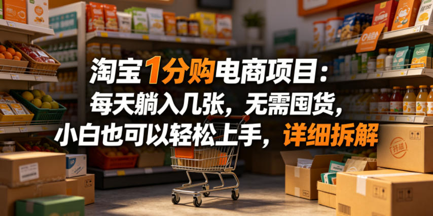 淘宝1分购电商项目：每天躺入几张，无需囤货，小白也可以轻松上手，详细拆解-办公驿站