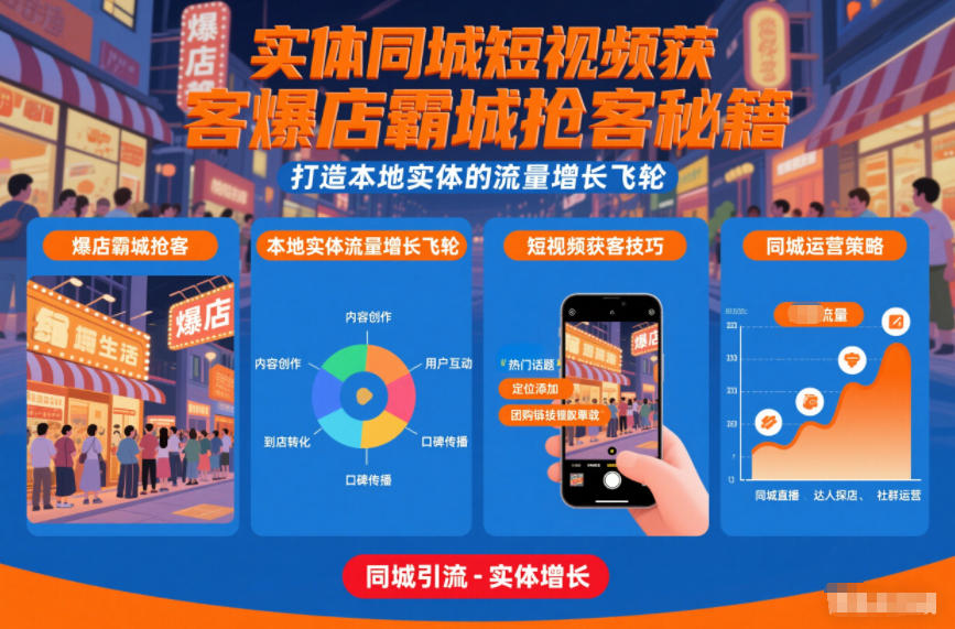 实体同城短视频获客爆店霸城抢客秘籍，打造本地实体的流量增长飞轮-办公驿站