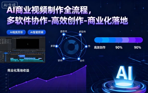 AI商业视频制作全流程，多软件协作-高效创作-商业化落地-办公驿站