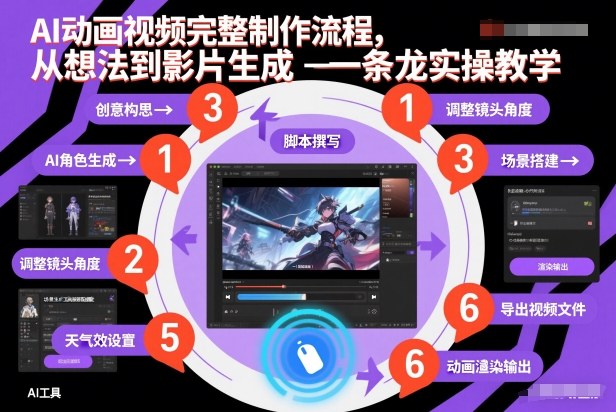 AI动画视频完整制作流程，从想法到影片生成一条龙实操教学-办公驿站