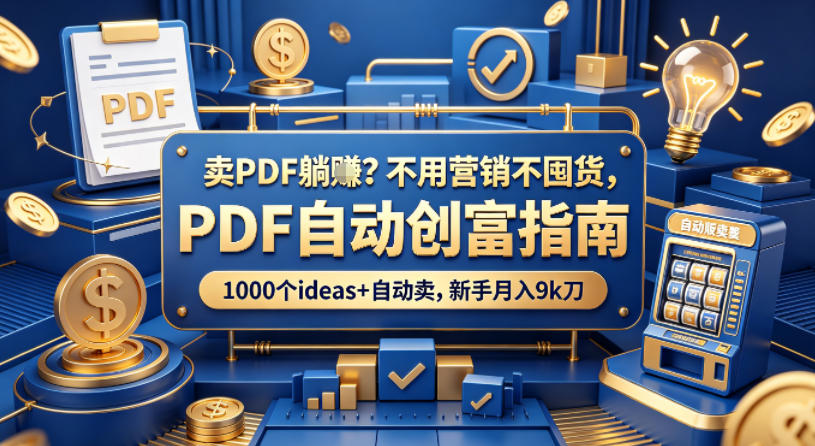 卖PDF躺賺？不用营销不囤货，PDF自动创富指南，1000个ideas+自动卖，新手月入9k刀【原创双语字幕】-办公驿站
