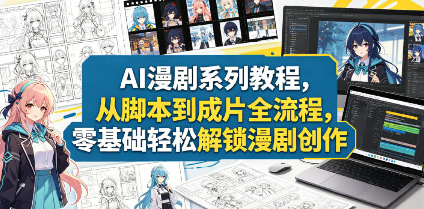 AI漫剧系列教程，从脚本到成片全流程，零基础轻松解锁漫剧创作-办公驿站