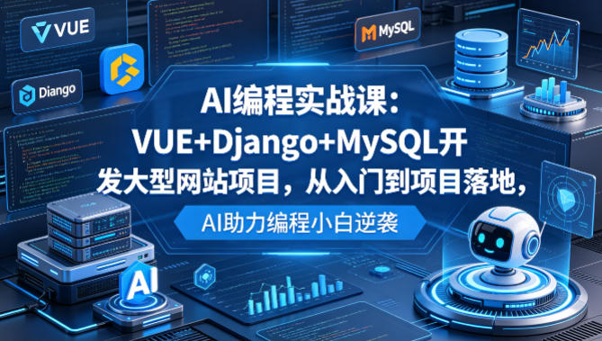 AI编程实战课：VUE+Django+MySQL开发大型网站项目，从入门到项目落地，AI助力编程小白逆袭-办公驿站