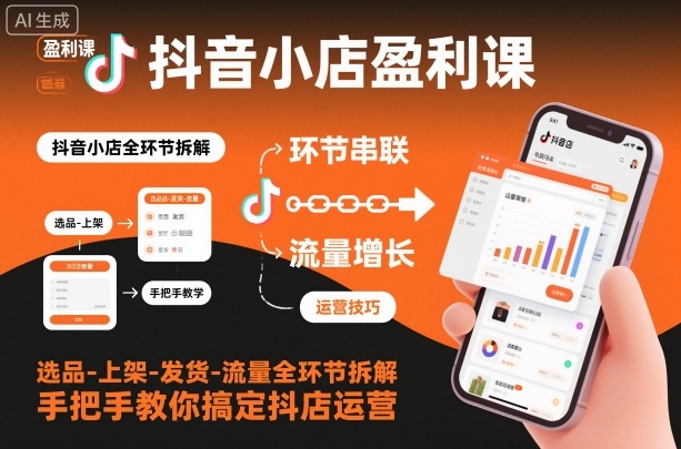 抖音小店盈利课-选品-上架-发货-流量全环节拆解，手把手教你搞定抖店运营-办公驿站