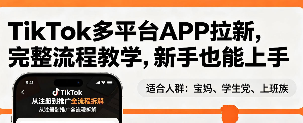TikTok多平台APP拉新，完整流程教学，新手也能上手，轻松出海搞美金-办公驿站
