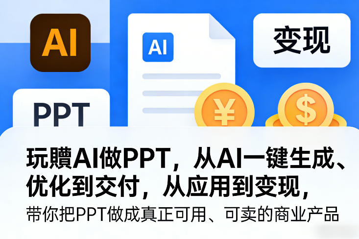 玩賺AI做PPT，从AI一键生成、优化到交付，从应用到变现，带你把PPT做成真正可用、可卖的商业产品-办公驿站
