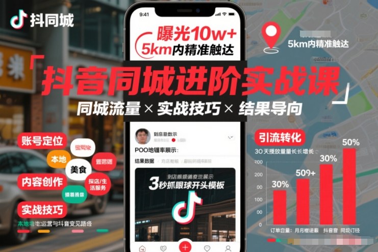抖音同城进阶实战课，助你同城流量拿到结果-办公驿站
