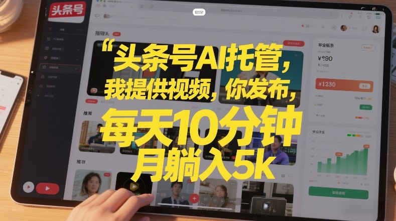 头条号AI托管，我提供视频，你发布，每天10分钟，月躺入5k+【揭秘】-办公驿站