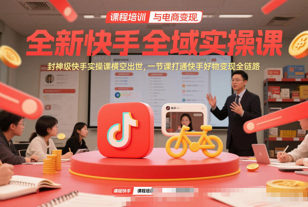 全新快手全域实操课，封神级快手实操课横空出世，一节课打通快手好物变现全链路-办公驿站