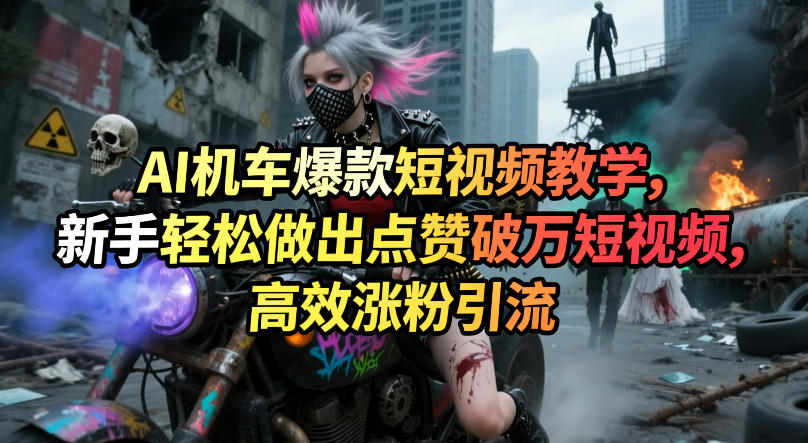 AI机车爆款短视频教学，新手轻松做出点赞破万短视频，高效涨粉引流-办公驿站