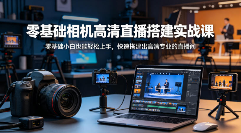 零基础相机高清直播间搭建实战课，小白也能轻松上手，快速搭建出高清专业的直播间-办公驿站