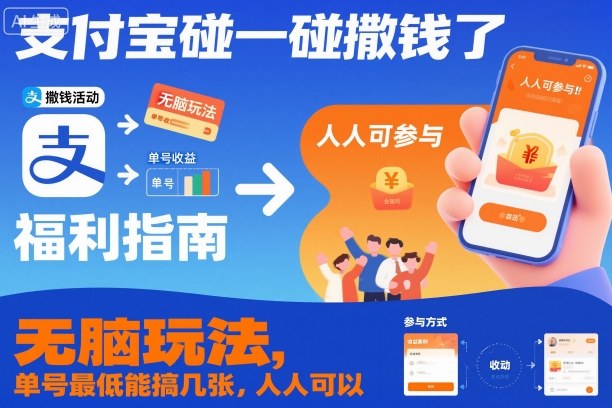 支付宝碰一碰撒钱了，无脑玩法，单号最低能搞几张，人人可以撸【揭秘】-办公驿站