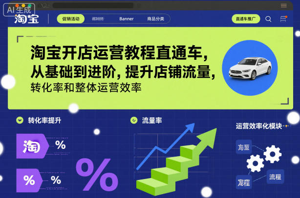 淘宝开店运营教程直通车，从基础到进阶，提升店铺流量，转化率和整体运营效率（更新26年1月）-办公驿站