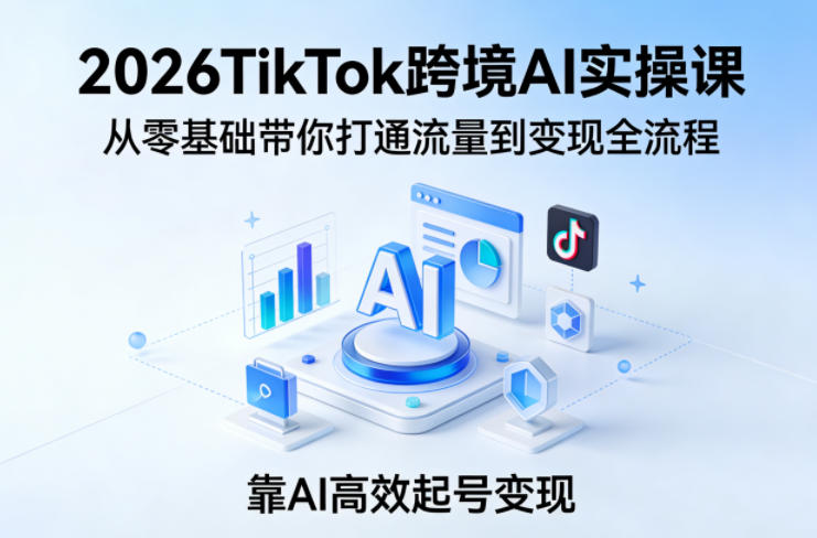 2026TikTok跨境AI实操课，从零基础带你打通流量到变现全流程，靠AI高效起号变现-办公驿站