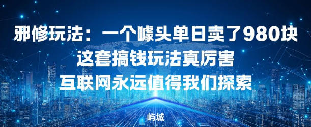 邪修玩法：一个噱头单日卖了980米这套搞钱玩法真厉害互联网永远值得我们探索-办公驿站
