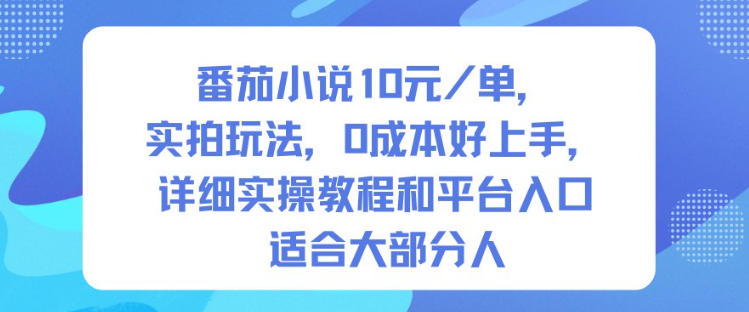 番茄小说10米每单，实拍玩法，0成本好上手，详细实操教程和平台入口适合大部分人-办公驿站