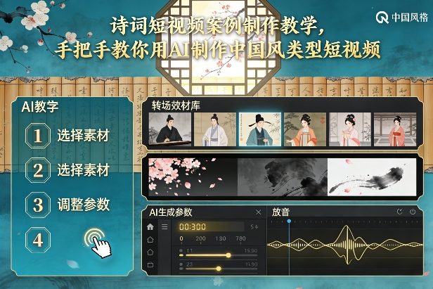 古诗词短视频案例制作教学，手把手教你用AI制作中国风类型短视频-办公驿站