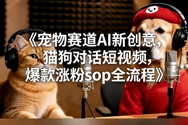 宠物赛道AI新创意，猫狗对话短视频，爆款涨粉sop全流程-办公驿站