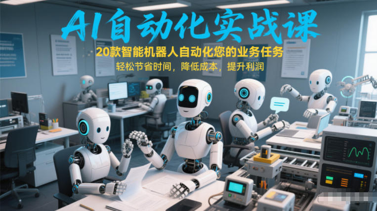AI自动化实战课：20款智能机器人自动化您的业务任务，轻松节省时间，降低成本，提升利润-办公驿站