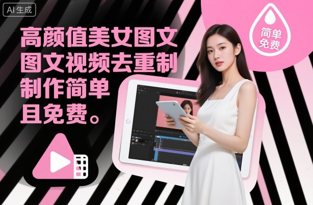 高颜值美女图文视频去重制作教学，制作简单且免费-办公驿站