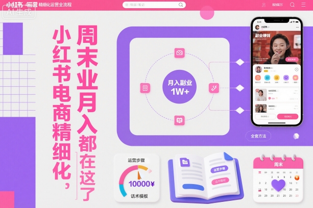 小红书电商精细化运营全流程，周末副业月入1W+，全套方法都在这了-办公驿站