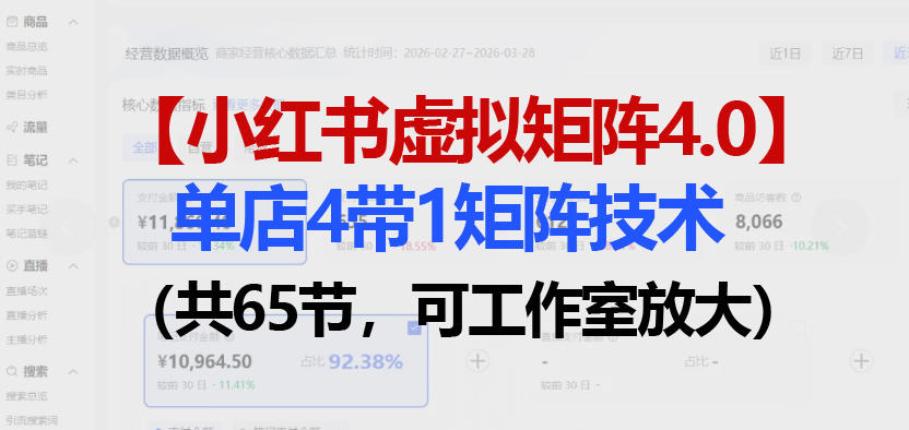 小红书虚拟矩阵4.0技术：单店4带1矩阵（共65节，可工作室放大）-办公驿站