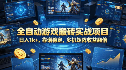全自动游戏搬砖实战项目，日入1k+，靠谱稳定，多机矩阵收益翻倍【揭秘】-办公驿站