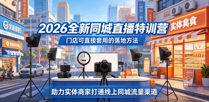 2026全新同城直播特训营，门店可直接套用的落地方法，助力实体商家打通线上同城流量渠道-办公驿站