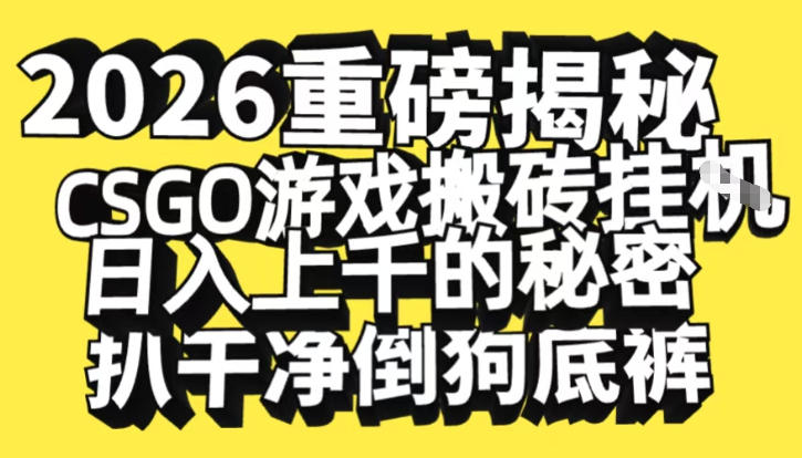 2026开年重磅解密，CSGO游戏搬砖挂G日入1k+的秘密，把倒狗的底裤扒干【揭秘】-办公驿站