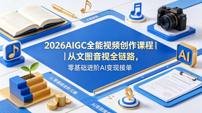 2026AIGC全能视频创作课程｜从文图音视全链路，零基础进阶AI变现接单-办公驿站