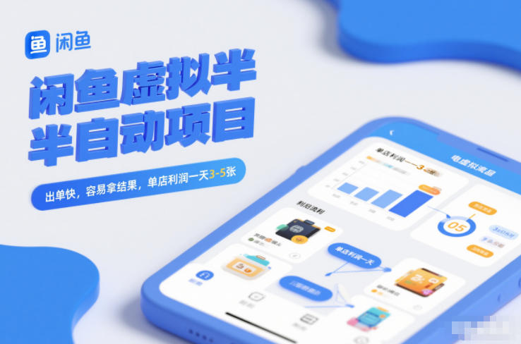 闲鱼虚拟半自动项目，出单快，容易拿结果，单店利润一天3-5张-办公驿站