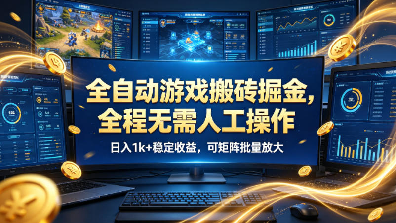 全自动游戏搬砖掘金，全程无需人工操作，日入1k+稳定收益，可矩阵批量放大【揭秘】-办公驿站