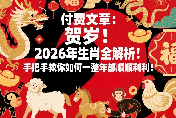 付费文章：贺岁！2026年生肖全解析！手把手教你如何一整年都顺顺利利！-办公驿站