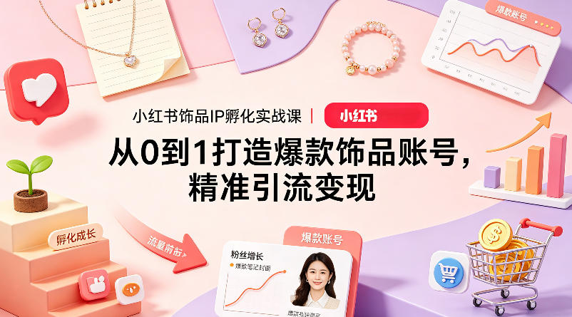 小红书饰品IP孵化实战课｜从0到1打造爆款饰品账号，精准引流变现-办公驿站