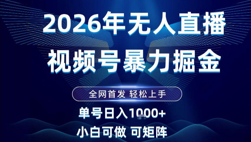 2026最新视频号无人直播掘金，全网首发，小白可以玩，长期稳定日入1k+【揭秘】-办公驿站