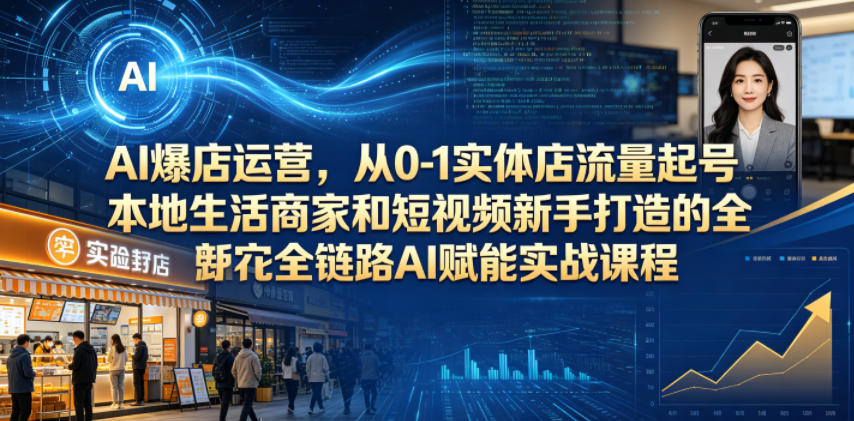 AI爆店运营，从0-1实体店流量起号，本地生活商家和短视频新手打造的全链路AI赋能实战课程-办公驿站