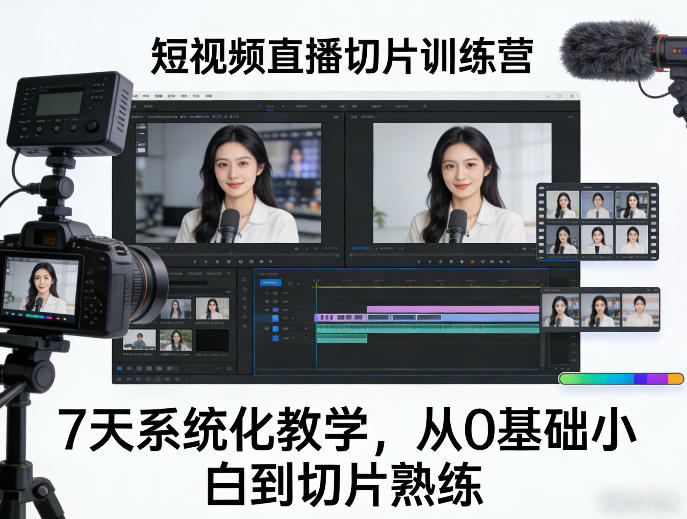 短视频直播切片训练营二期，7天系统化教学，从0基础小白到切片熟练-办公驿站